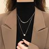 Double Layered Stacked Zircon Small Waist Necklace For Women Luxury Light Premium Sweater Chain