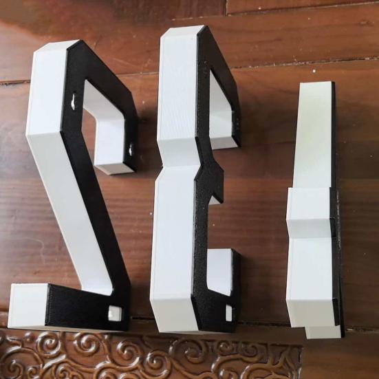 Solar Powered House Number Sign with LED Backlight Auto On/Off Waterproof LED Modern Address Plaque Outdoor Security Light for Home Garden Garage