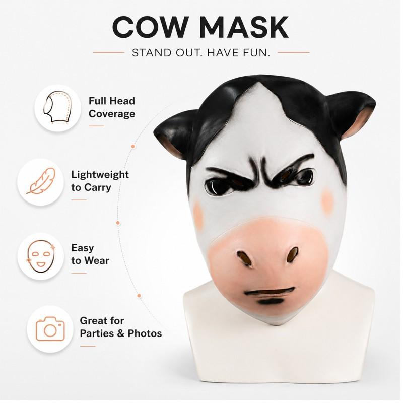Halloween Funny Cow Mask Cosplay Party Creative Latex Costume Prop