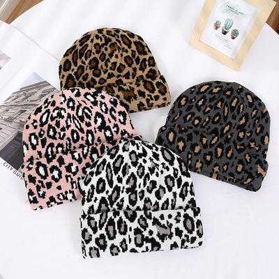 Leopardenstrick Winter Outdoor Warme Kuppel Damen Pullovermütze