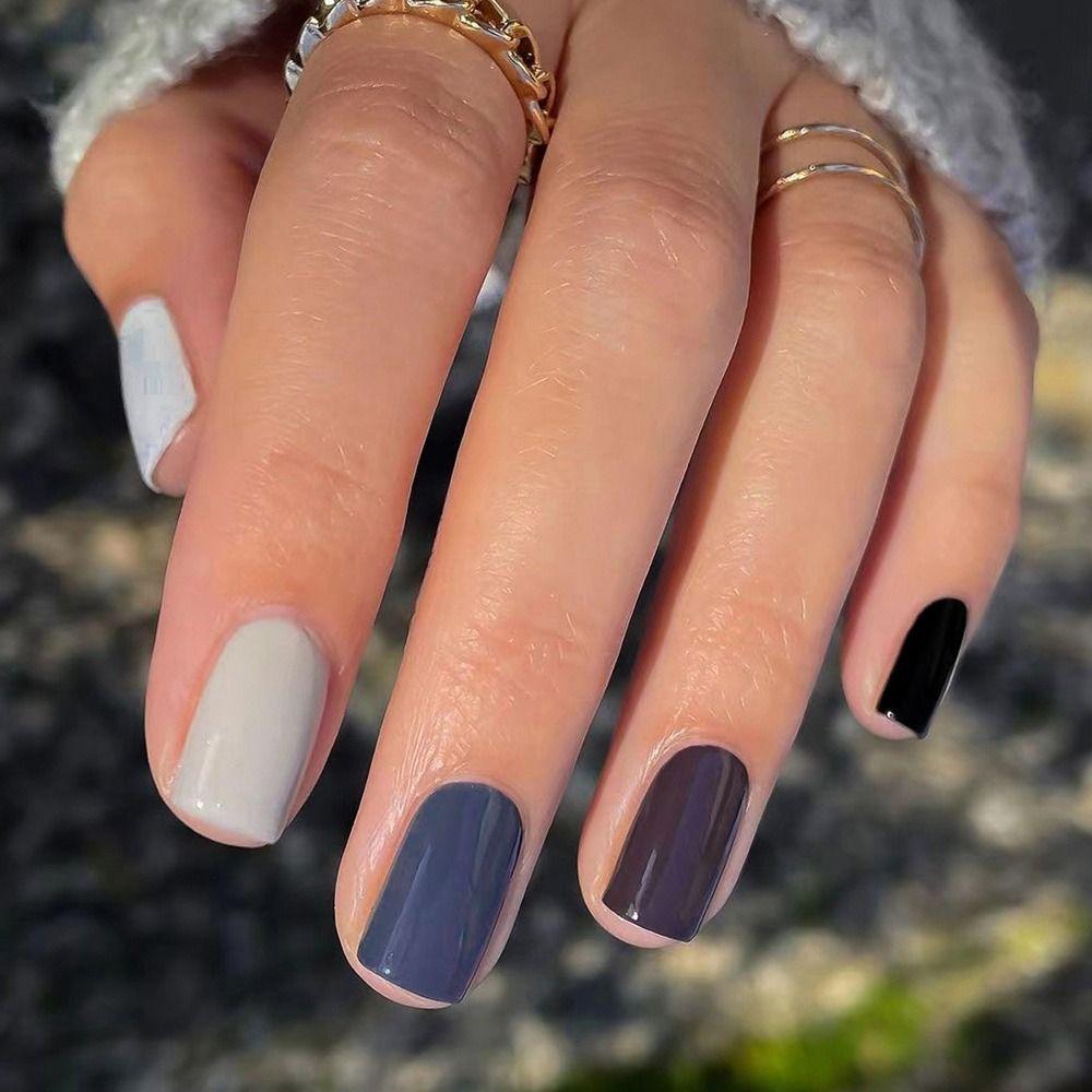 

Solid Color False Nails Short Square Nail Tips Fashion Press on Nails Women Girls