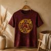 Nomad Sari Stonewashed Cotton T-Shirt - Dragon Mandala - Maroon - XL