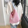 Summer Dopamine Color Plaid Shoulder Bag Women's Large Capacity Backpack Casual Cloth Bag Tote Bag