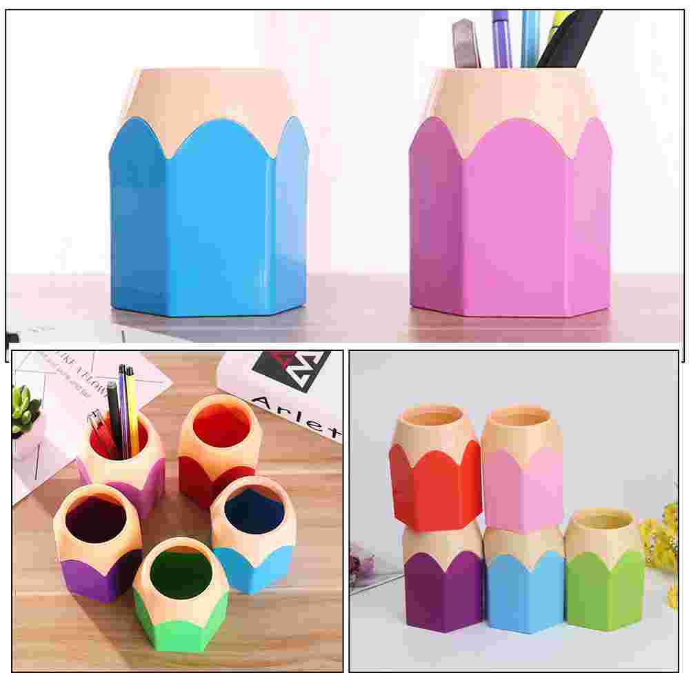 Pencil Shaped Pen Holders Vase Pencil Pot Cute Pen Cup Colorful Pencil Makeup Brush Storage Organizer Home Office Supplies