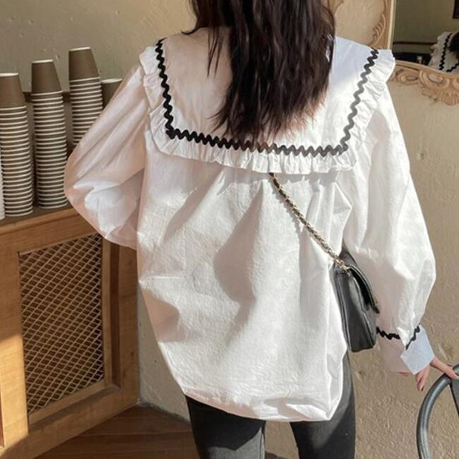 White Shirt Female Long-sleeved Spring New Loose Single-breasted Shirt Blouse