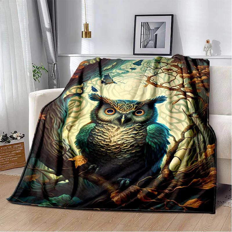 HD Colourful Cute Owl Cartoon Blanket,Soft Throw Blanket for Home Bedroom Bed Sofa Picnic Travel Office Rest Cover Blanket Kids