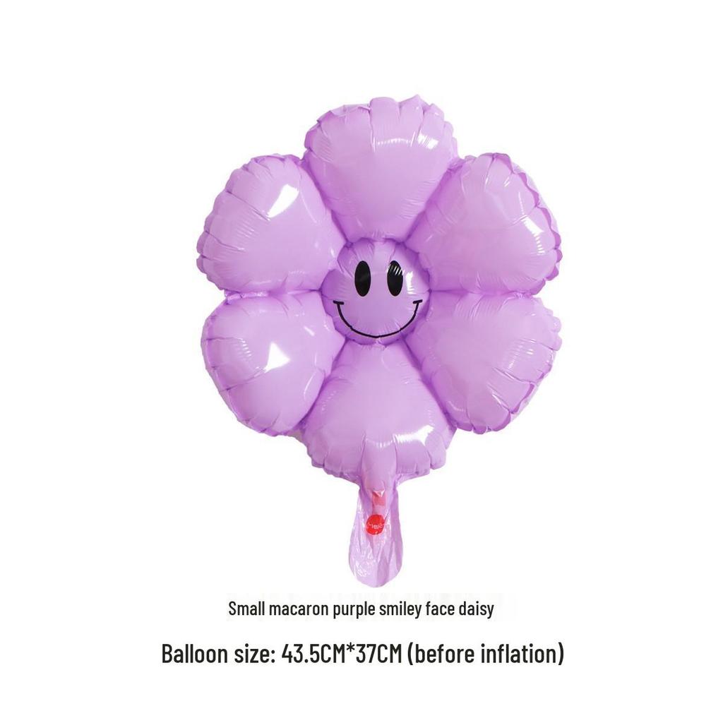Daisy and Sunflower Balloons - Kids' Birthday and Wedding Decoration, Aluminum Foil with Smiley Faces