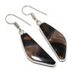 Natural Banded Agate Gemstone Handmade 925 Sterling Silver Jewelry Earring 1.89" AE-13385