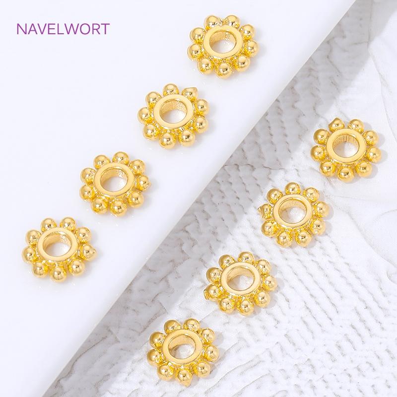 Cuentas Espaciadoras de Copo de Nieve Chapadas en Oro de 18K de 7 mm x 2 mm, Cuentas Sueltas de Latón Para Hallazgos de Joyería, Separador Para Cuentas, Suministros Para Joyería