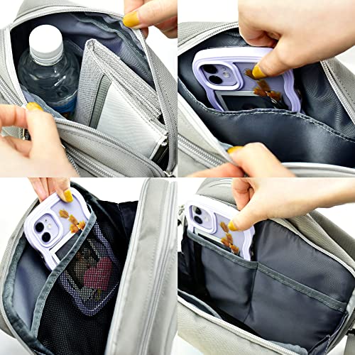 Snoopy Mini Shoulder Bag, Square, Crossbody, Water-Repellent, Lightweight, Sustainable, Eco-Friendly, Small, Logo, Gray (SPZ-2921) snoopy0318