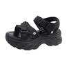 Womens Thick Bottom Heel Sandals Summer Buckle Wedges Casual Comfortable Solid Color Beach Sandals