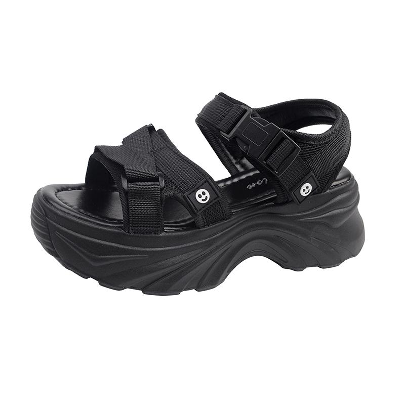 TUINANLE Sandalias de Tacón de Plataforma Gruesa para Mujer Verano Cuña con Hebilla Casual Cómodas de Color Sólido Sandalias de Playa
