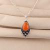 Carnelian Gemstone 925 Stamped Silver Handmade Jewelry Pendant 1.5" Gift For Her PP-70-35