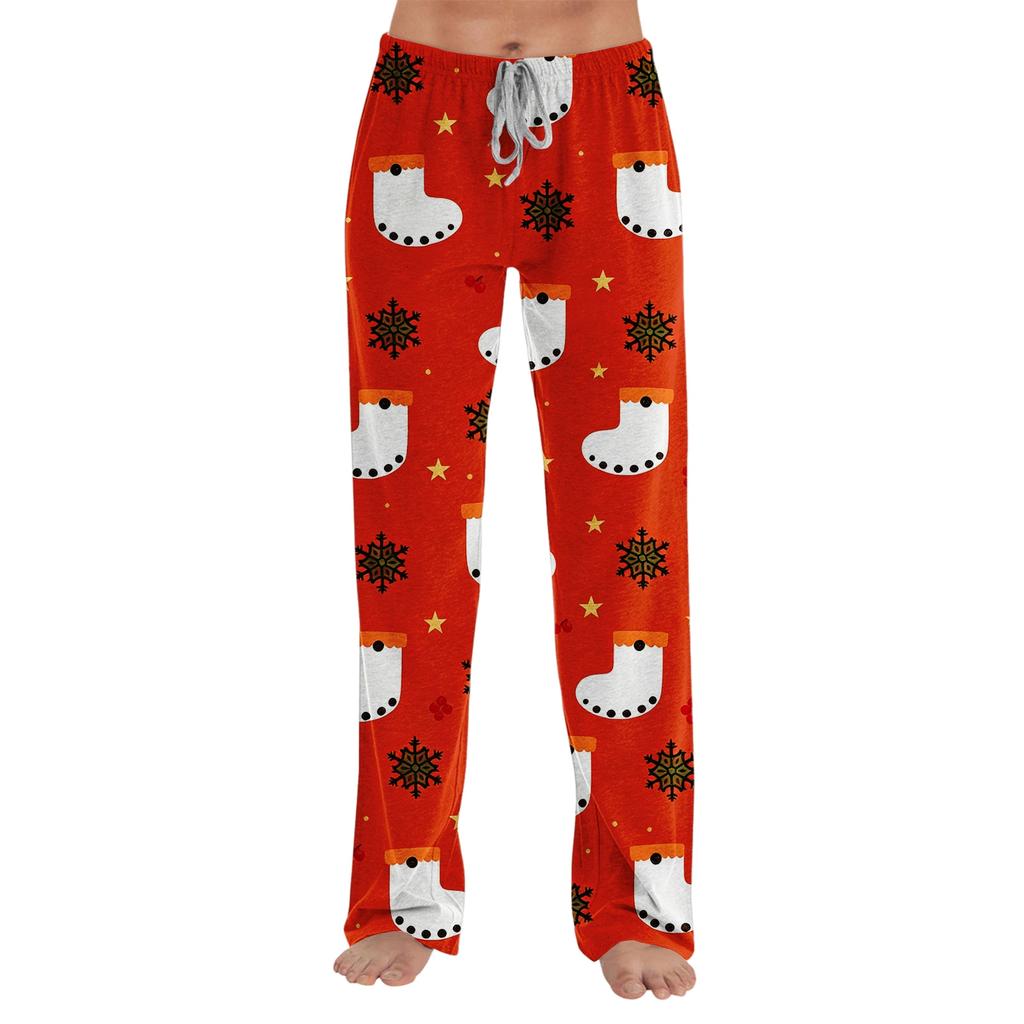 Women's Christmas Print Loose Fit Pajama Pants for Sleep and Home Relaxation