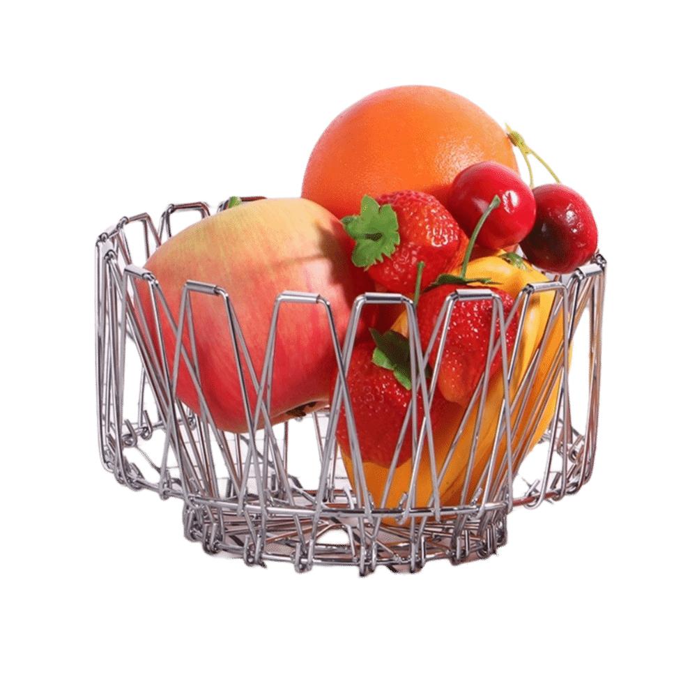 Multi-functional Hollow Structure Foldable Fruit Basket Scalable Simple Candy Dessert Rack Modern Storage Basket Desktop Storage