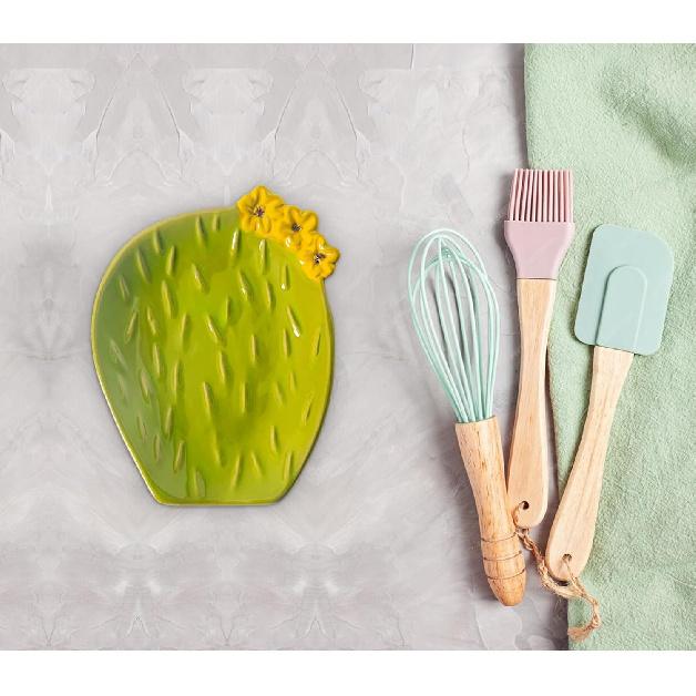 Set Of 2 Ceramic Spoon Rest For Stove Top Cactus Spoon Holder For Stove Cute Kitchen Spoon Holder For Kitchen Counter Green Cooking Spoon Rest With