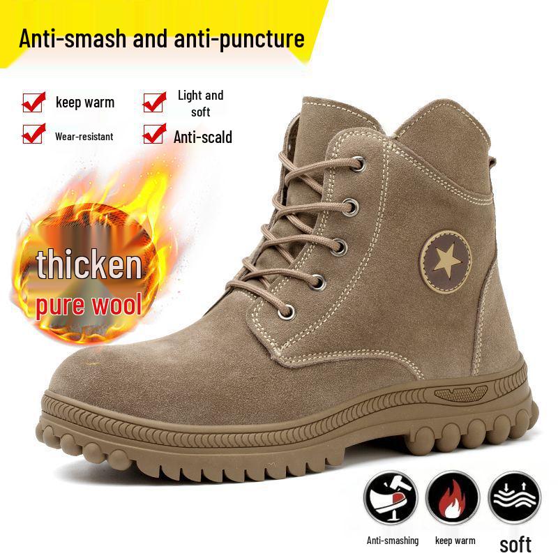 

Водонепроницаемые зимние рабочие ботинки со стальным подноском - на флисовой подкладке, противоударные, устойчивые к проколам, влаго- и снегостойкие, высокие защитные ботинки