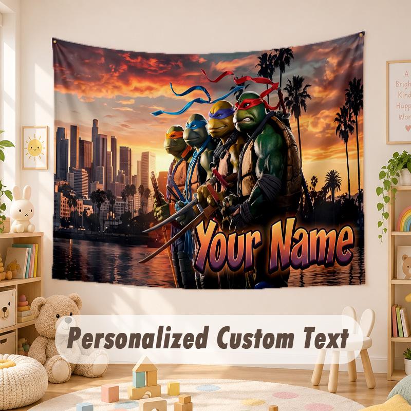 Custom Name Text Tapestry,Teenage Mutant Ninja Turtles Boho Wall Hanging, Decorative Backdrop Tapestry For Room