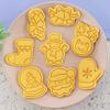 Stamp Cartoon Pressable Christmas Theme Biscuit Mold Kitchen Pastry Cookie Cutters Baking Tools