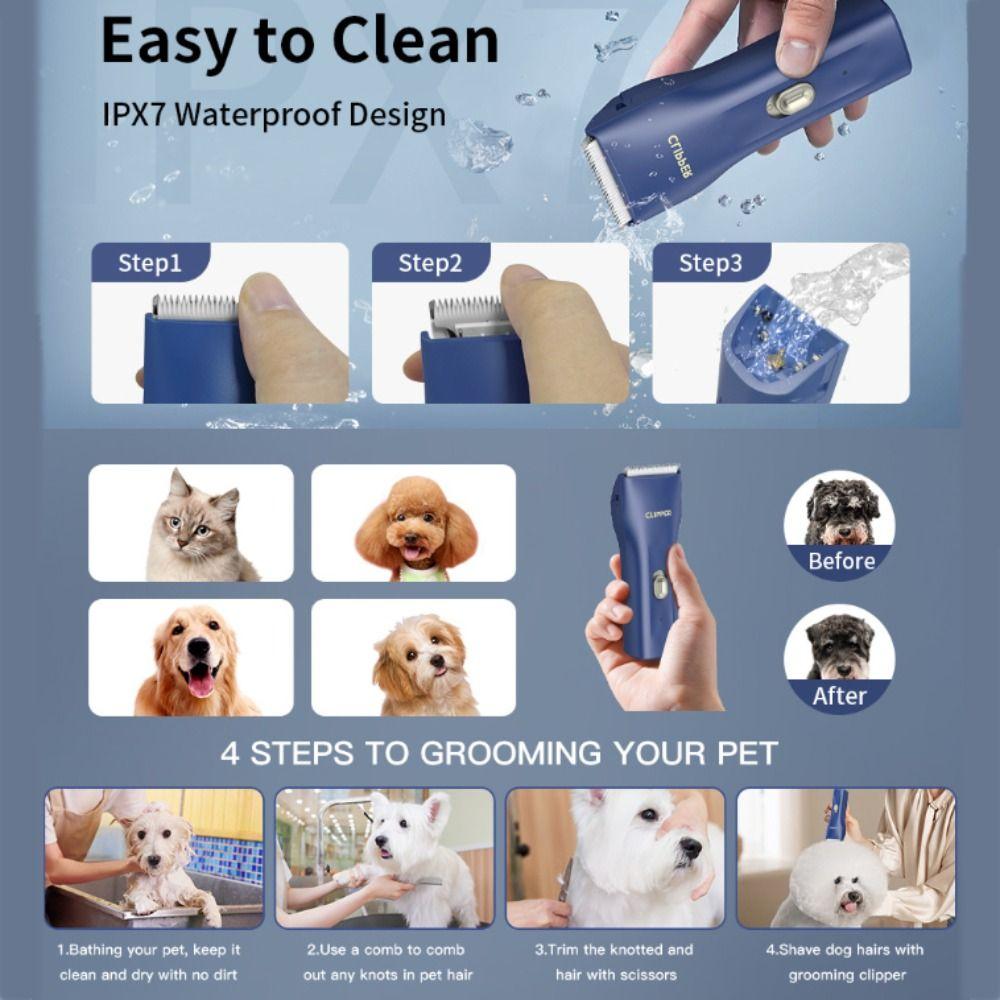 Professional Pet Electric Hair Clippers Waterproof USB Charging Dog Hair Clipper Silent Pet Hair Trimmer Pet Salon