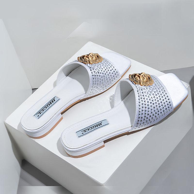 

Fashion Summer couples Flip-flops Brand Designer Casual Be ach slippers women s Rhinestone luxury sandals 36