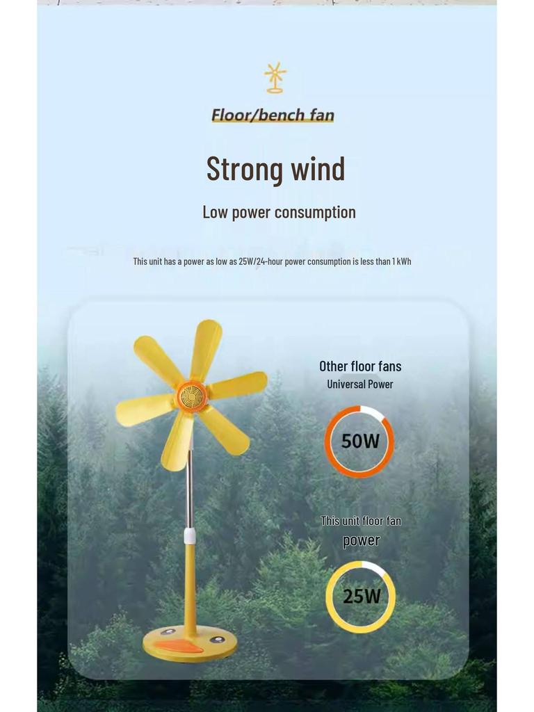 Compact Silent Cartoon Floor Fan for Dorms & Offices