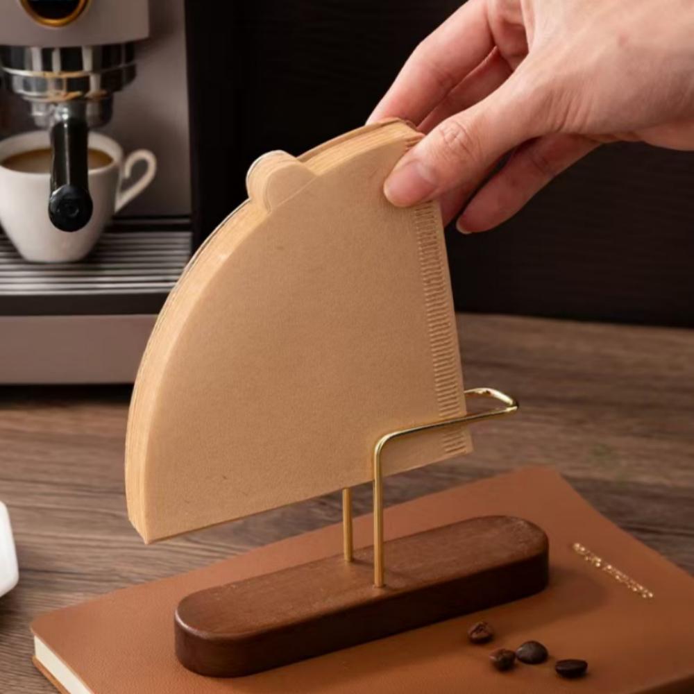 1/2pc Coffee Filter Paper Holder Wood Metal Filter Storage Rack for Manual Brewing Coffee Paper Organizer Cafe Bar Utensil Decor
