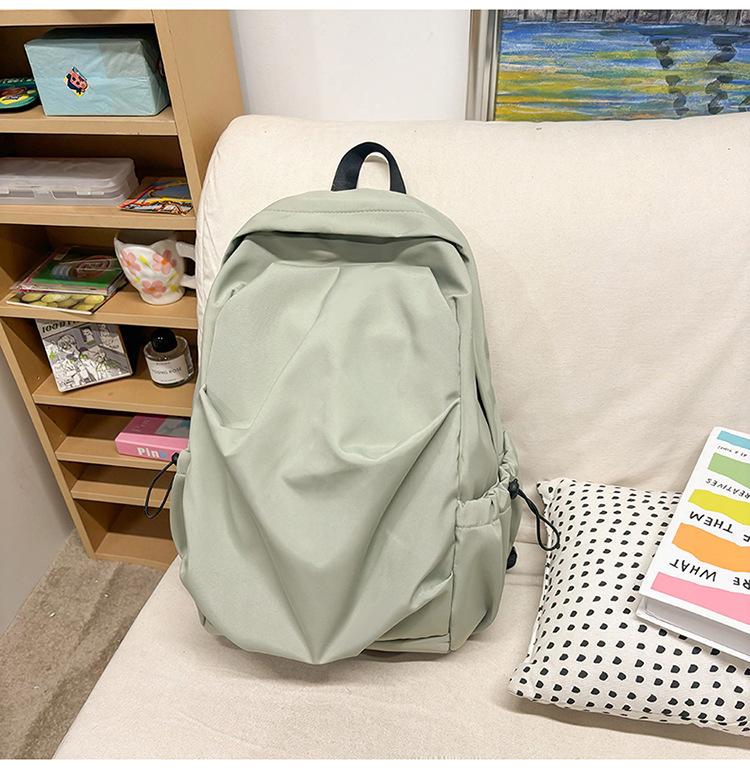 School bag versatile simple solid color college student school bag Korean version ins large capacity casual backpack light travel shoulder bag