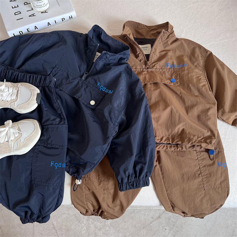 Autumn Children Casual Sportswear Set Boys Girls Interchange Jacket Pants Suit Kids Vintage Cargo Pants Outfits
