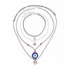 Retro Devil Blue Eyes Crystal Necklace Female, Ethnic Style Multi-Layer Stacked Necklace