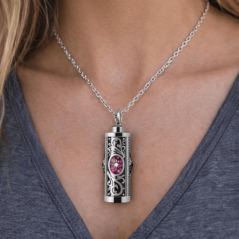 Crystal Cremation Urn Necklace Birthstone Ashes Pendant Memorial Jewelry Keepsake Jewelry