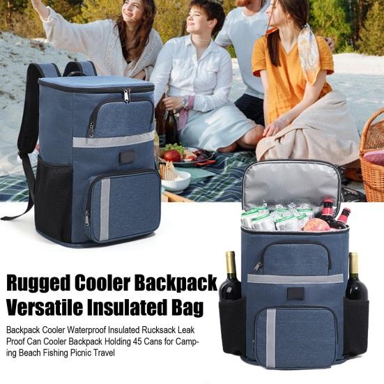 Batoh Chladnička Vodotěsný Izolovaný Ruksak Nepropustný Chladicí Batoh na Plechovky s Kapacitou 45 Plechovek na Kempování Pláž Rybaření Piknik Cestování