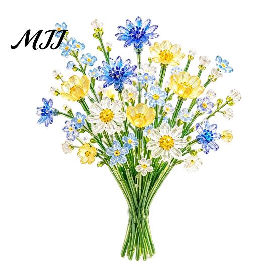 Set Tutorial Fiore con Perline Kit Bouquet di Fiori Selvatici, Artigianato Fai da Te Floreale Decorazione per la Casa Realizza Fiori, Progetto Artistico con Perline per Adulti Adolescenti Kit