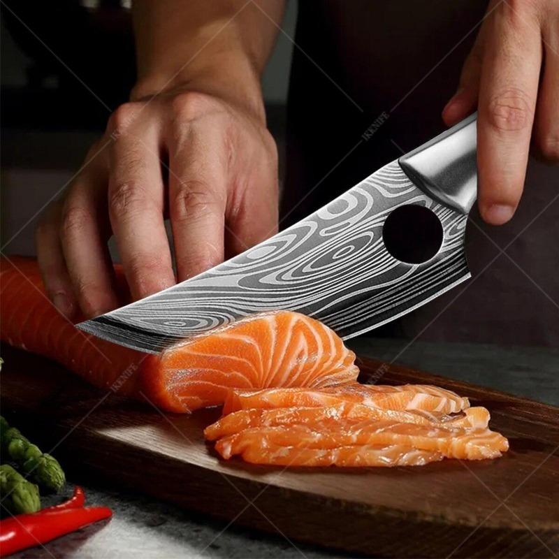 Professionelles scharfes Metzgermesser für zu Hause, Edelstahl, kleiner Krummsäbel, komfortables Griffdesign, Küchenmesser mit Messerschale