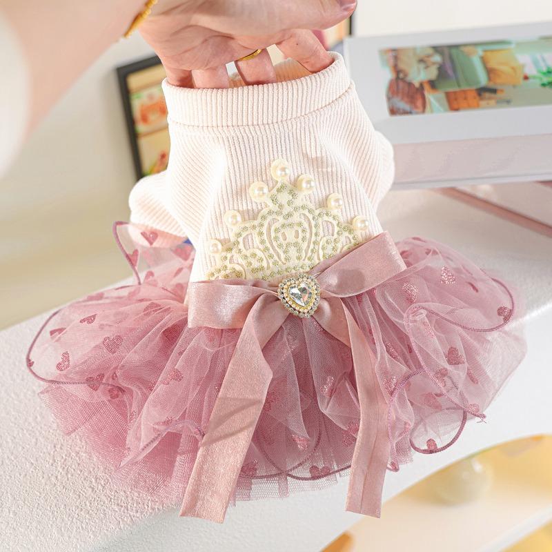1pc Pet Clothes, Princess Style Dress for Cats And Dogs, Spring And Autumn Fluffy Gauze Dress