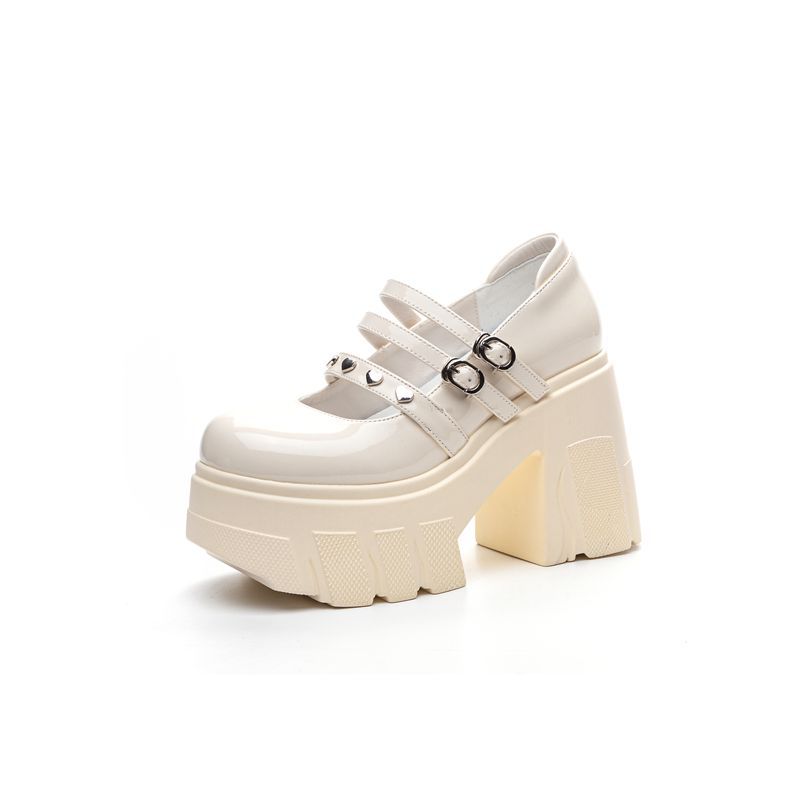 Fashion 11cm New Arrival Shallow Pumps with Chunky Heel and Wedge Sole, Perfect for Petite Princesses and Students