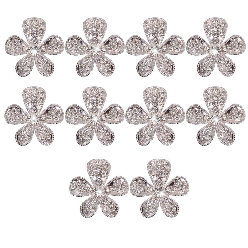 Phenovo Kristall-Blumen-Strass-Knöpfe zum Selbermachen, Basteln, Verzierung, Silber