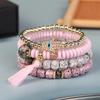 European Boho Beaded Bracelet Set with Evil Eye and Tassel