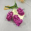 5pcs  Artificial Hyacinth Orientalis Flower Branch with Green Leaves Three Forks Hyacinth