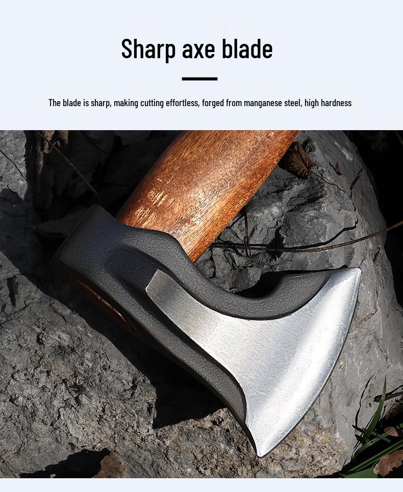 Hand-Forged Long-Handled Camping Axe for Wood Splitting and Firewood Cutting