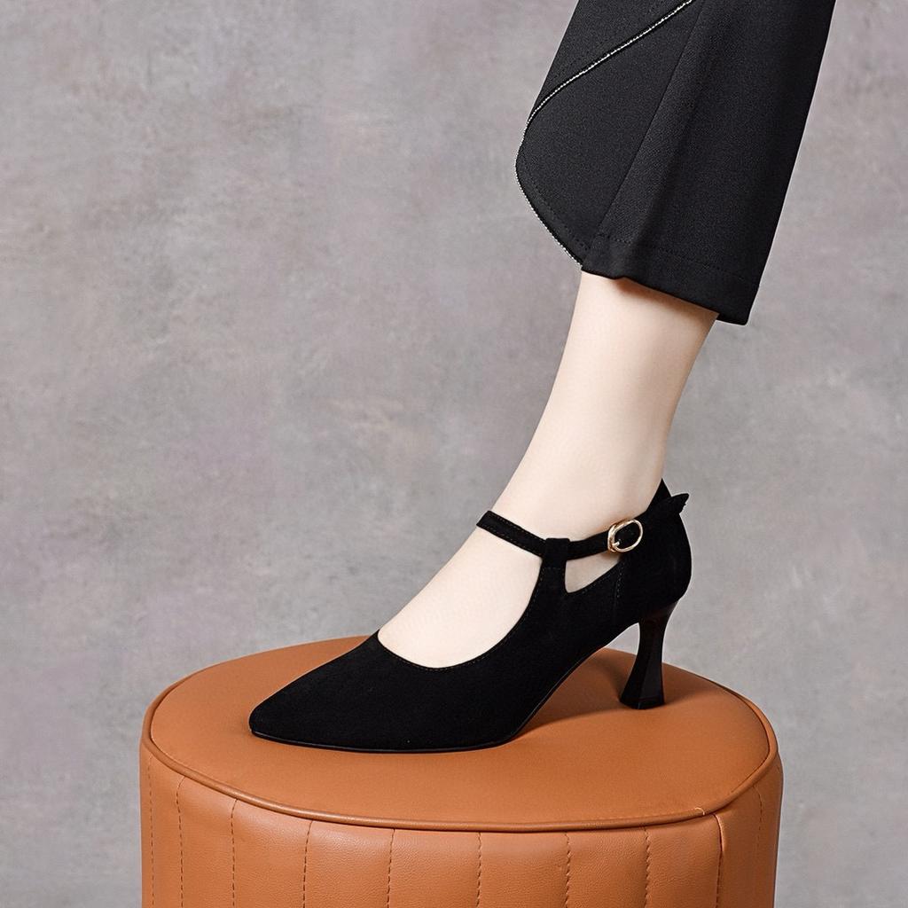 Pointed high heels women's stiletto hollow fashion shoes simple temperament small single shoes black dress shoes