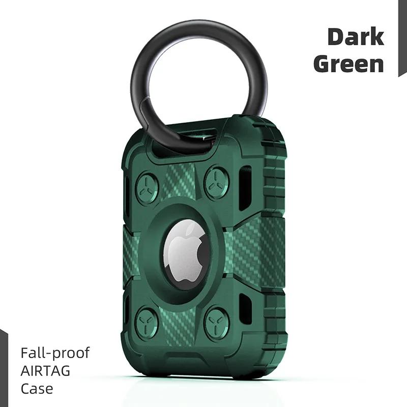 For AirTag Soft Silicone Protective Case With Keychain Tank Armor GPS Anti-lost Shockproof Cover For Apple Air Tags TPU Device