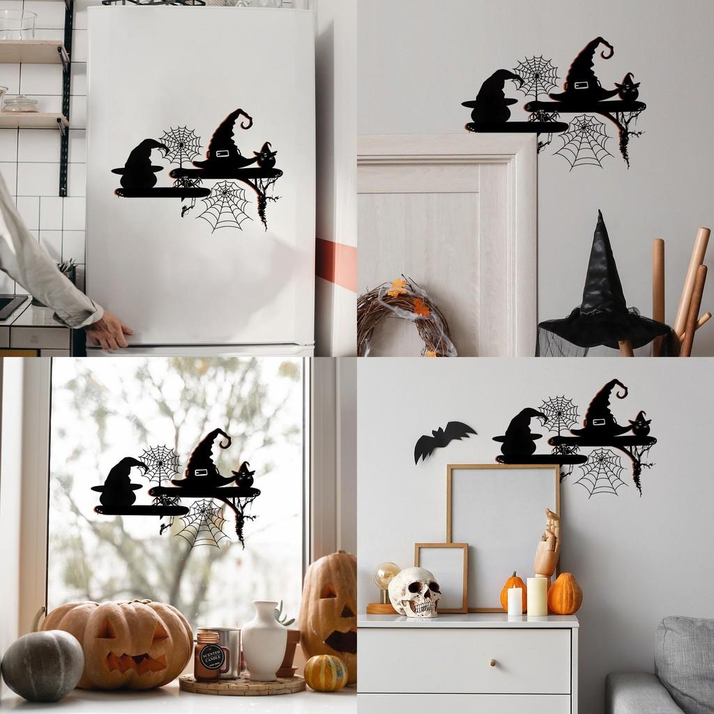 Theme Spider Halloween Web Wizard Hat Pattern Home Wall Decoration Sticker
