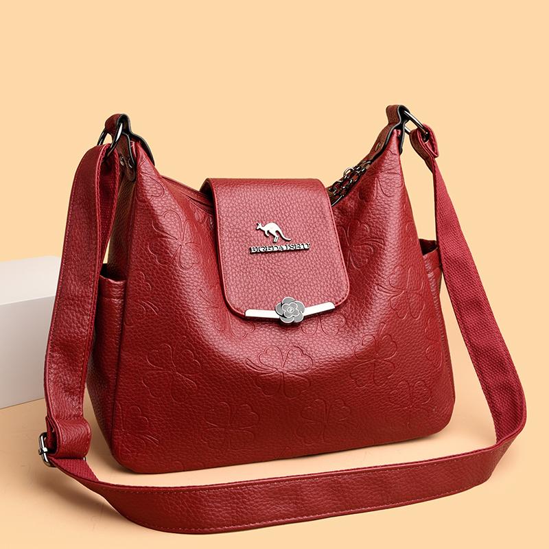 Soft Leather Large Capacity Crossbody Bag Women's Shoulder Bag Middle-aged Mother Bag