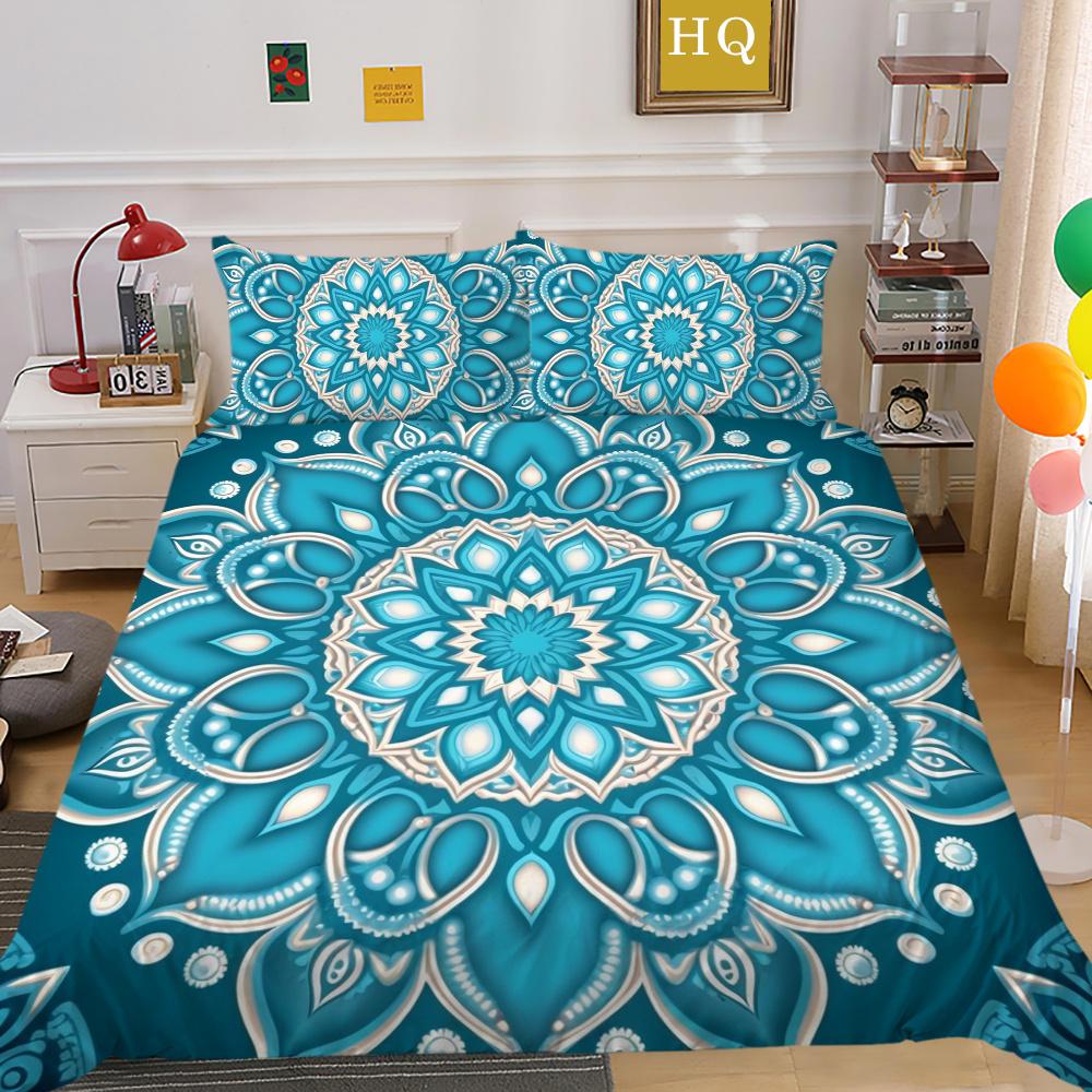 3D Beautiful Mandala Printing Woman Bed Set Cover Double Size Duvet Cover Polyester Comforter Cover Suit