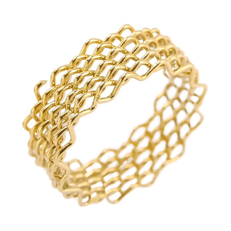 

New Open Adjustable Ring Leaf Snake Heart Real Gold Plated Stainless Steel Rings For Women Men Accessories Multi-Layered Jewelry