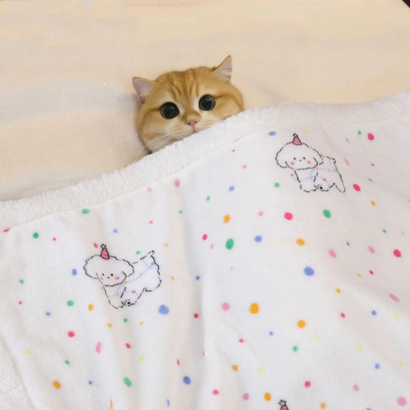 Double-Sided Fleece Pet Blanket Warm Thick Pet Mat For Dogs And Cats Cozy Sleeping Pad Reversible Pet Cover Soft Kennel Cushion