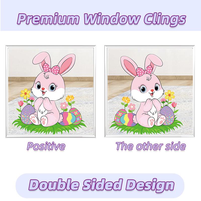 Easter window stickers glue-free static electricity sucking command 9 sets of cute cartoon decorative eggs