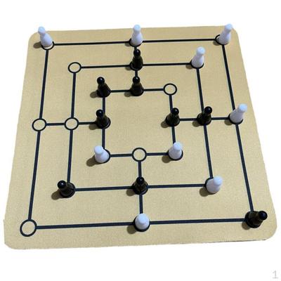 Board Game Set Strategy Game, Brain Teaser Family Activity Classic Logical Nine Men's Morris Checker