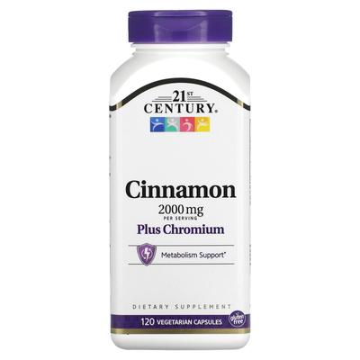 21st Century, Cinnamon Plus Chromium, 2,000 Mg, 120 Veggie Capsules (500 Mg Per Capsule)